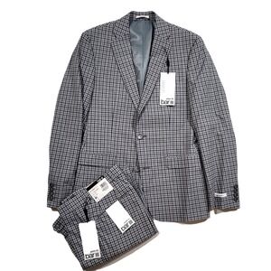 Bar III Slim Fit Suit Mens 38R 38 2 Piece Pants 28x30 Grey Check $395 NEW